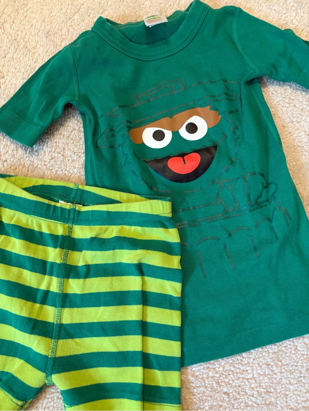 Hanna Andersson Green Oscar the Grouch Short Alls